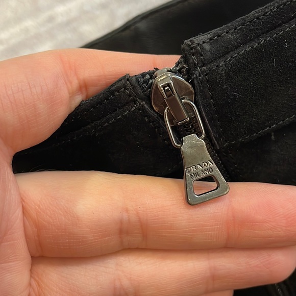 Prada black Suede Ankle boots with heel Booties vintage - Picture 12 of 17